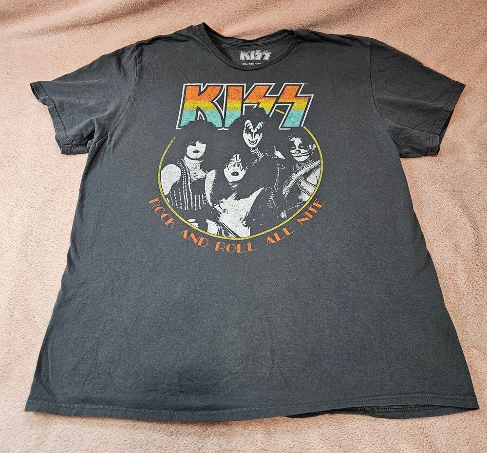 KISS Rock and Roll All Nite Band Graphic T-Shirt 2XL